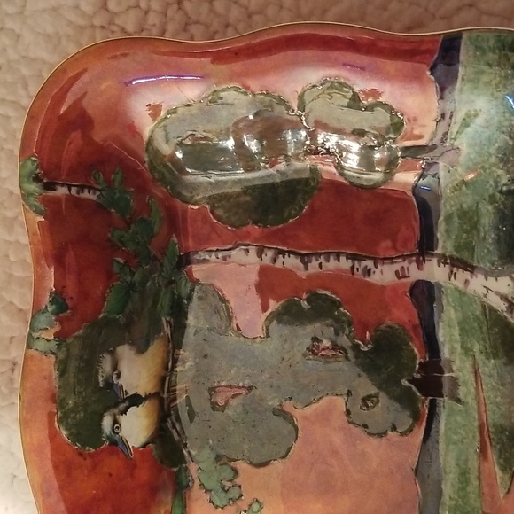 1930s Vintage Royal Winton Grimwades ByzantaWare Dish Arborine Kookaburras - Picture 5 of 17